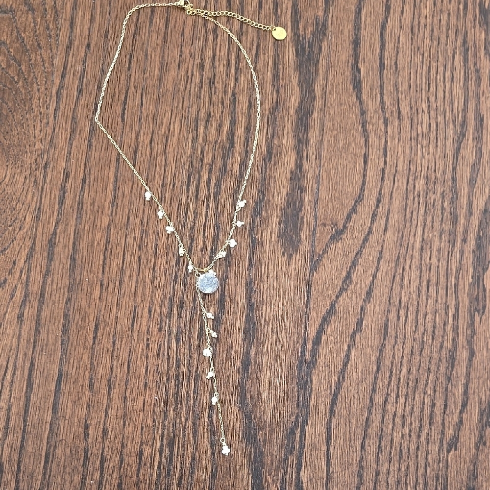 Gold Necklace with Crystal Accents